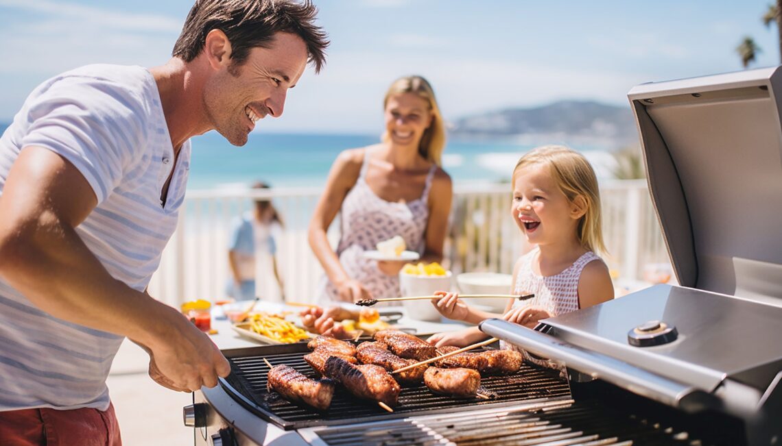 Disfrutando una parrillada familiar junto al mar