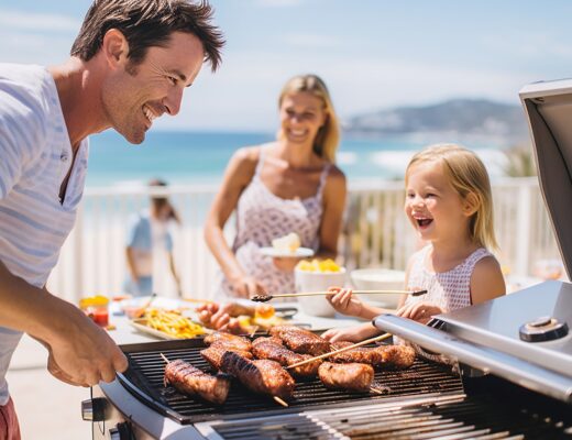 Disfrutando una parrillada familiar junto al mar